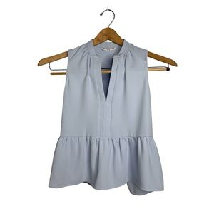 AMANDA UPRICHARD Rylee Blue Top Crepe Sleeveless Peplum Blouse Size XS Revolve